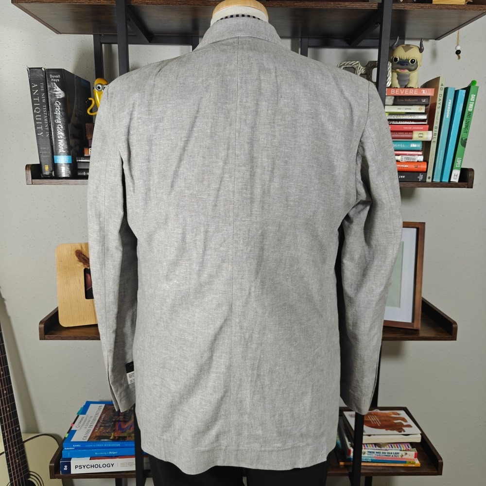 Joseph Abboud Men's Double Breast Sport Coat Gray Linen Cotton Blend Slim 42R - Picture 11 of 16